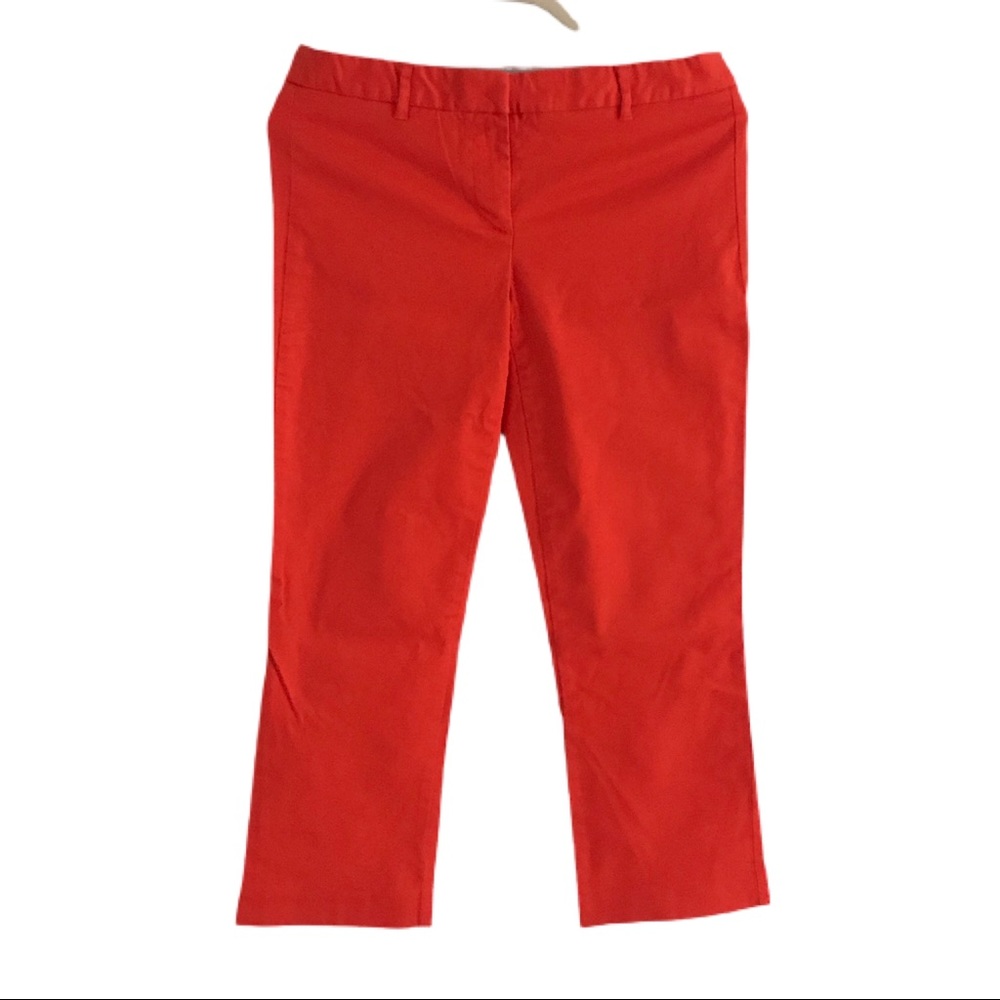 J. Crew Red Cropped Fitted Capris Pants No Pockets